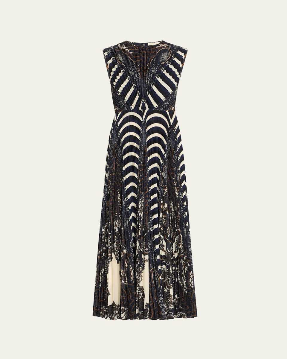 Violeta Pleated Sleeveless Midi Dress